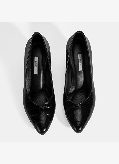 Kadın Siyah Kroko Baskılı Topuklu Klasik Ayakkabı - Görsel 9