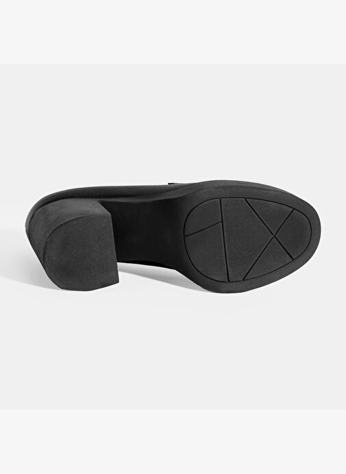 Kadın Siyah Kalın Topuklu Deri Loafer - Görsel 5