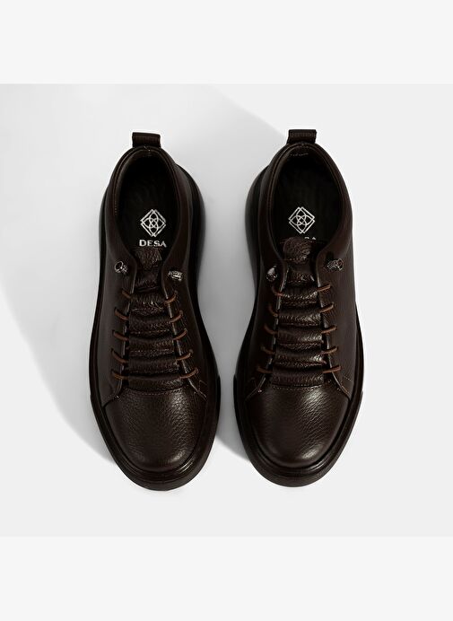 Kadın Kahve Bağcıklı Deri Spor Ayakkabı - Görsel 8