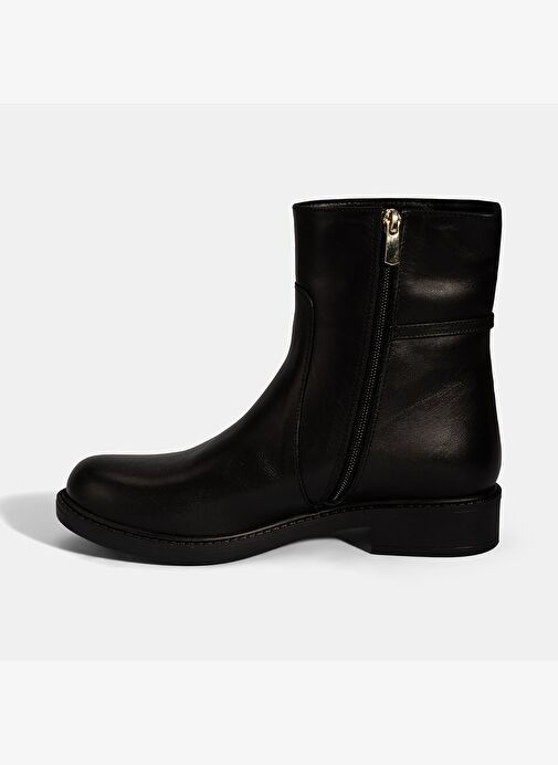 Kadın Siyah Metal Aksesuarlı Deri Bot - Görsel 4