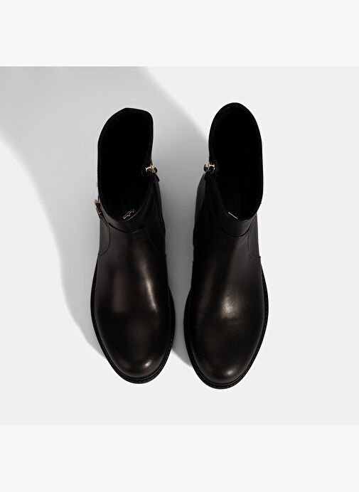 Kadın Siyah Metal Aksesuarlı Deri Bot - Görsel 8