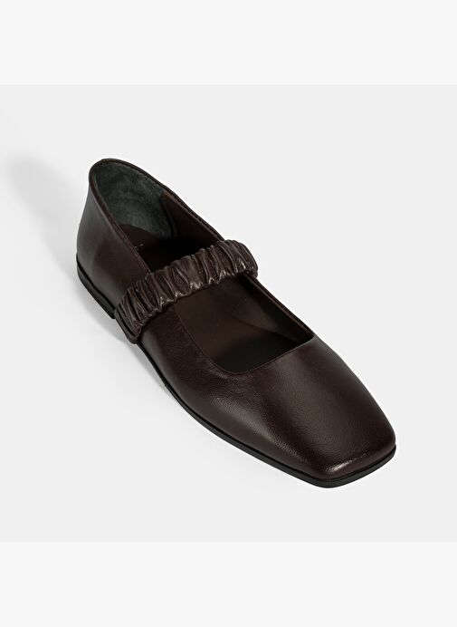 Kadın Kahve Mary Jane Deri Babet - Görsel 6