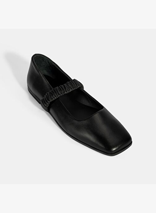 Kadın Siyah Mary Jane Deri Babet - Görsel 6