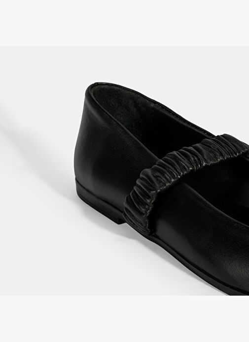 Kadın Siyah Mary Jane Deri Babet - Görsel 7