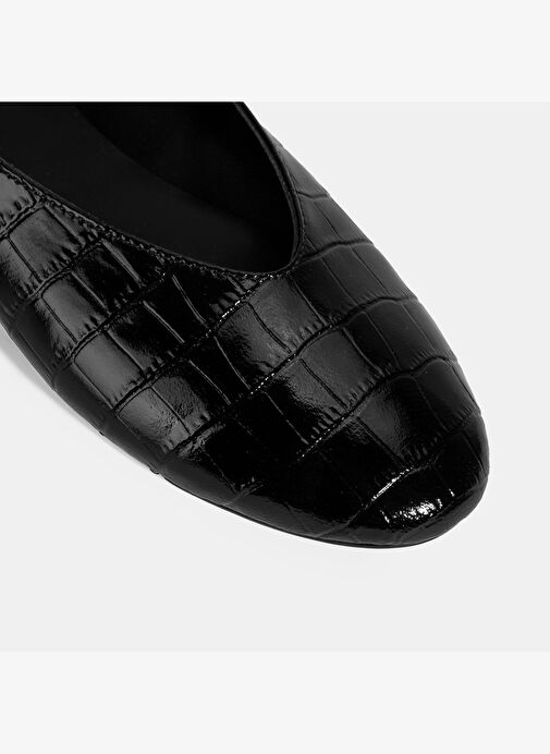 Kadın Siyah Kroko Baskılı Mary Jane Deri Babet - Görsel 7