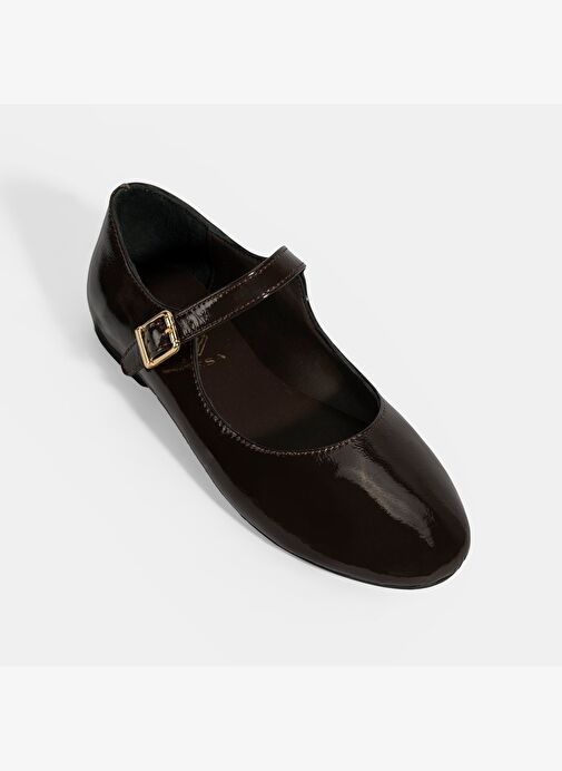 Kadın Kahve Ayarlanabilir Tokalı Deri Babet - Görsel 6