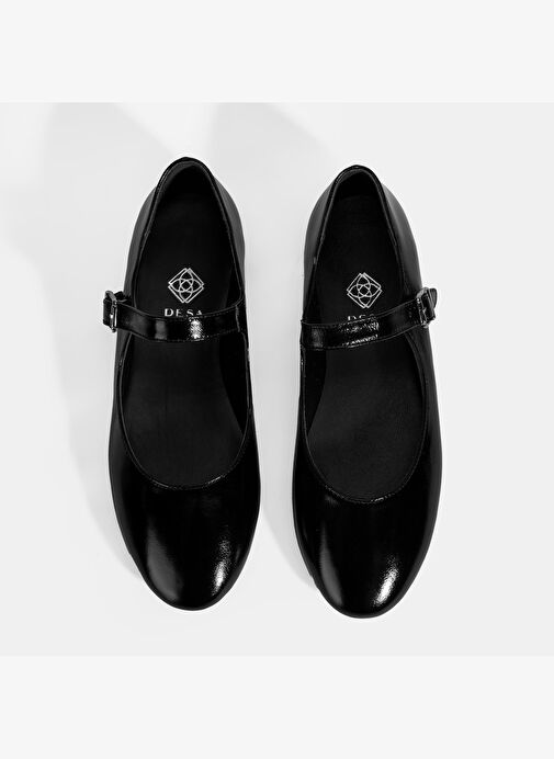 Kadın Siyah Ayarlanabilir Tokalı Deri Babet - Görsel 8