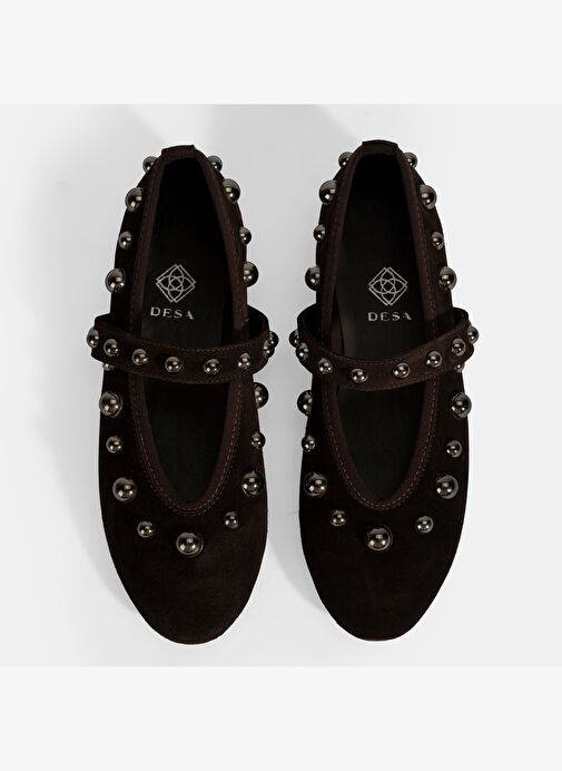 Kadın Kahve Metal Zımba Detaylı Mary Jane Babet - Görsel 8