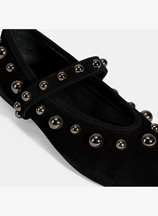 Kadın Siyah Metal Zımba Detaylı Mary Jane Babet - Görsel 7