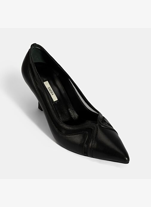 Kadın Siyah Deri Topuklu Ayakkabı - Görsel 6