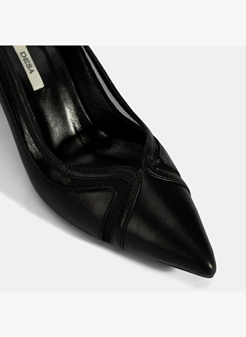 Kadın Siyah Deri Topuklu Ayakkabı - Görsel 7