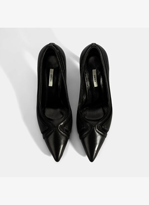 Kadın Siyah Deri Topuklu Ayakkabı - Görsel 8