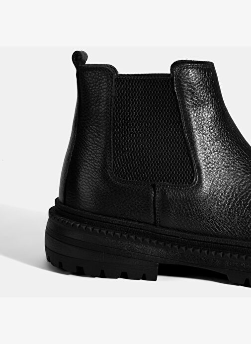 Erkek Siyah Lastik Detaylı Deri Bot - Görsel 7