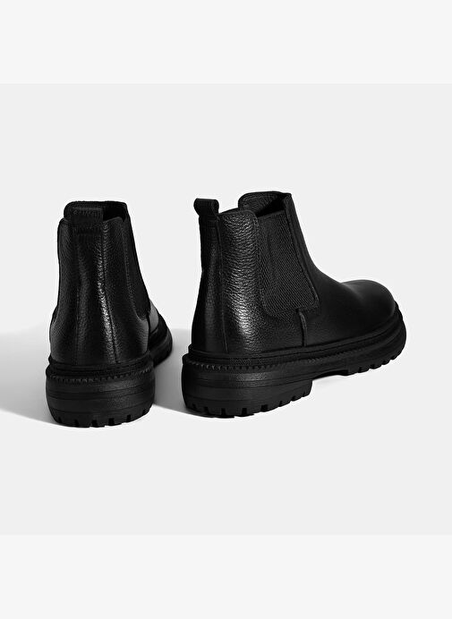 Erkek Siyah Lastik Detaylı Deri Bot - Görsel 9