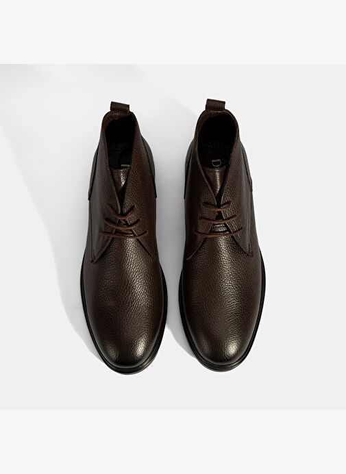 Erkek Kahve Bağcıklı Deri Bot - Görsel 8