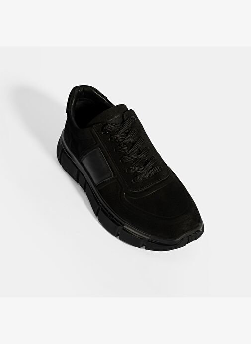 Erkek Siyah Bağcıklı Nubuk Deri Spor Ayakkabı - Görsel 6