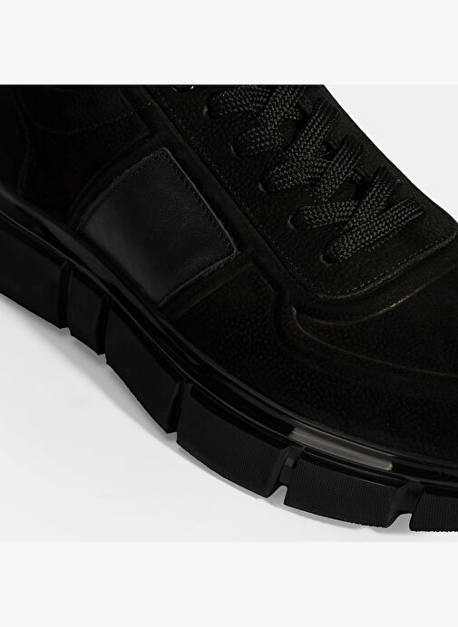 Erkek Siyah Bağcıklı Nubuk Deri Spor Ayakkabı - Görsel 7