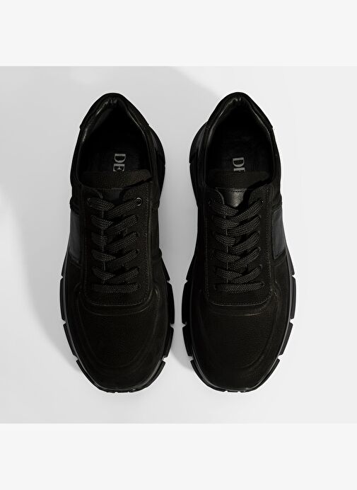 Erkek Siyah Bağcıklı Nubuk Deri Spor Ayakkabı - Görsel 8