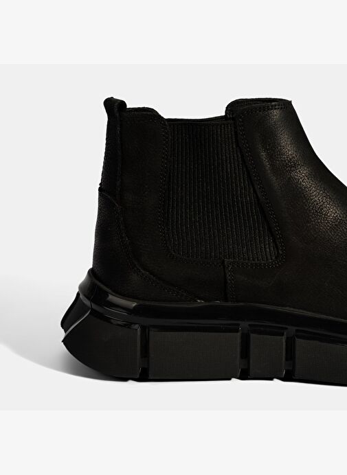 Erkek Siyah Lastik Detaylı Nubuk Deri Bot - Görsel 7
