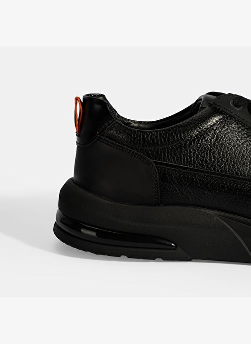 Erkek Siyah Bağcıklı Deri Sneaker - Görsel 7