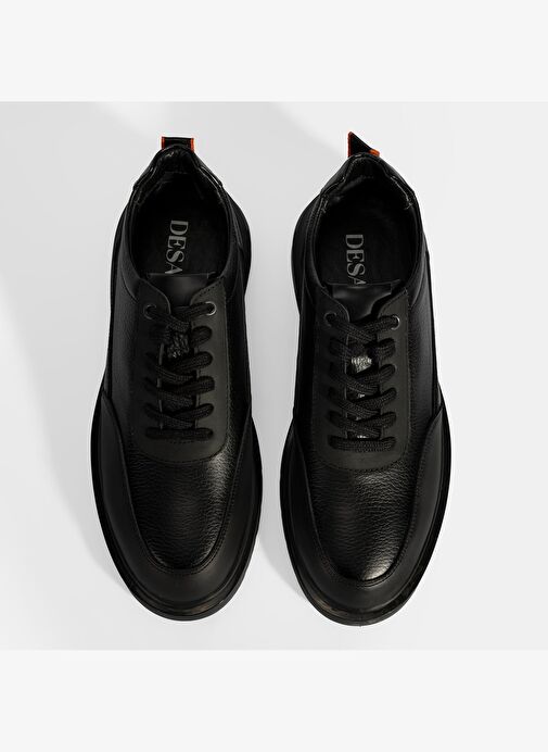 Erkek Siyah Bağcıklı Deri Sneaker - Görsel 8