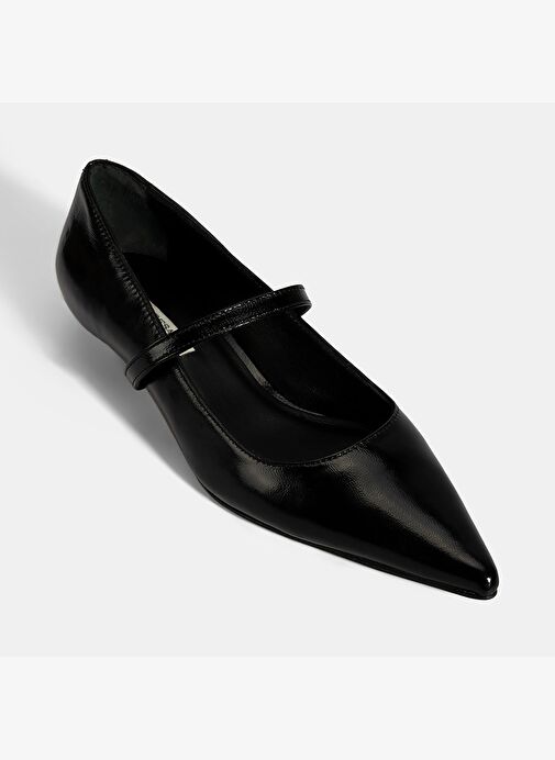 Kadın Siyah İnce Kısa Topuklu Deri Ayakkabı - Görsel 6