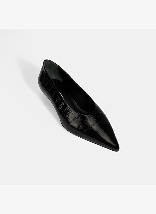 Kadın Siyah Kroko Baskılı Topuklu Ayakkabı - Görsel 6