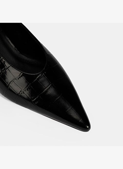 Kadın Siyah Kroko Baskılı Topuklu Ayakkabı - Görsel 7