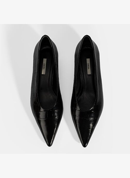 Kadın Siyah Kroko Baskılı Topuklu Ayakkabı - Görsel 8