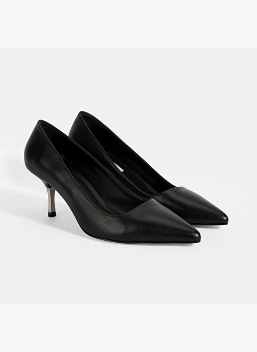 Kadın Siyah Deri Stiletto - Görsel 2