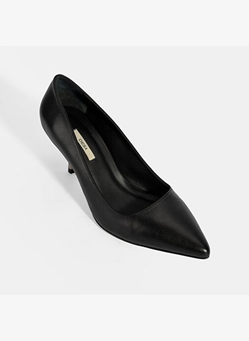 Kadın Siyah Deri Stiletto - Görsel 6
