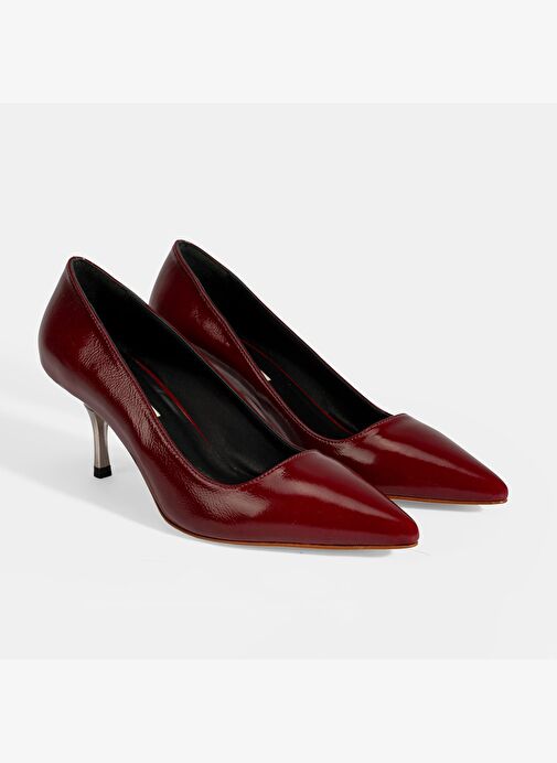 Kadın Bordo Deri Stiletto - Görsel 2