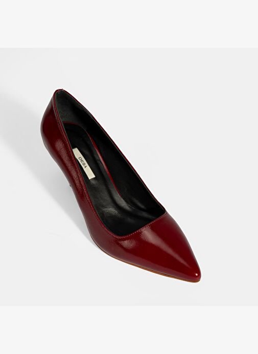 Kadın Bordo Deri Stiletto - Görsel 6