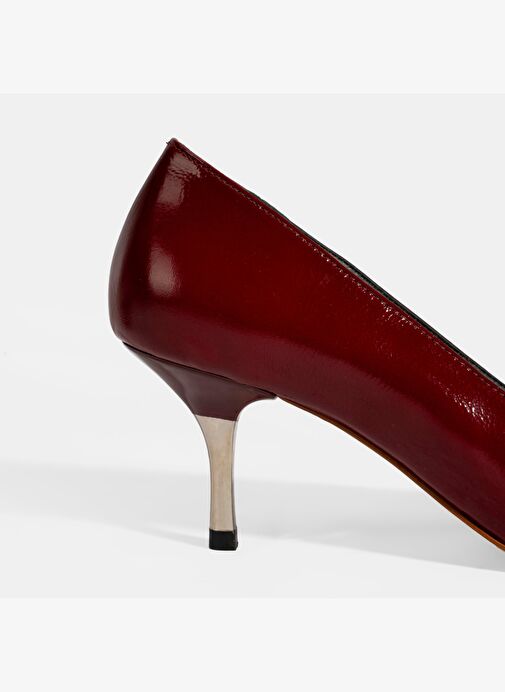 Kadın Bordo Deri Stiletto - Görsel 7