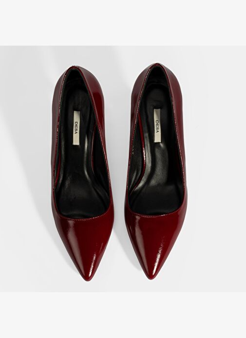 Kadın Bordo Deri Stiletto - Görsel 8