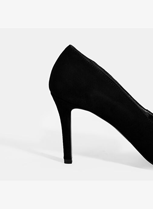 Kadın Siyah Gold Toka Detaylı Süet Topuklu Ayakkabı - Görsel 8