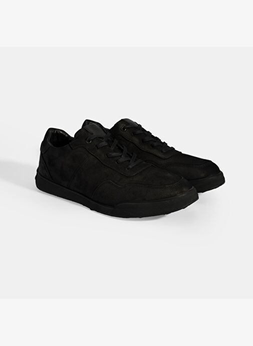 Erkek Siyah Bağcıklı Deri Spor Ayakkabı - Görsel 2