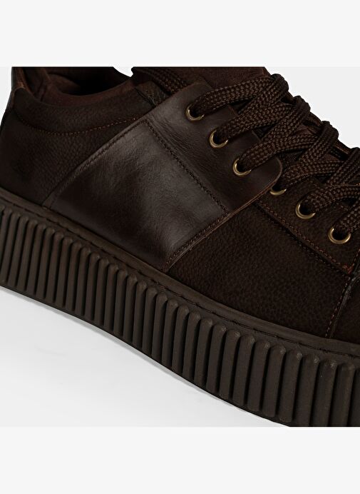 Erkek Kahve Bağcıklı Deri Spor Ayakkabı - Görsel 7