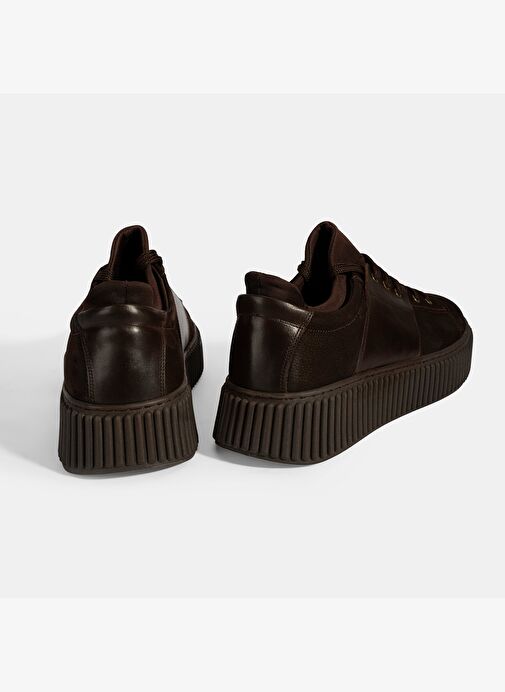 Erkek Kahve Bağcıklı Deri Spor Ayakkabı - Görsel 9