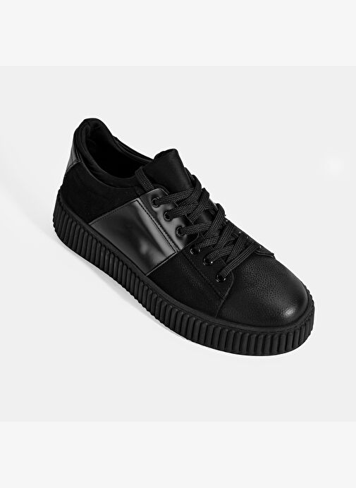 Erkek Siyah Bağcıklı Deri Spor Ayakkabı - Görsel 6