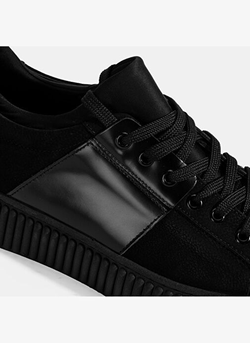 Erkek Siyah Bağcıklı Deri Spor Ayakkabı - Görsel 7