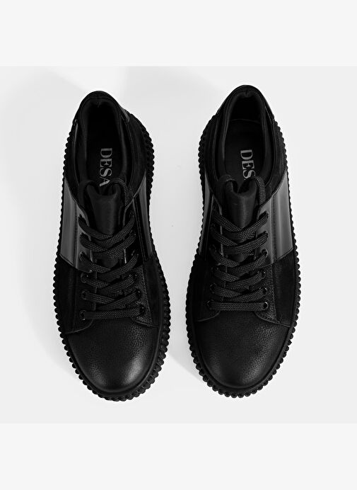 Erkek Siyah Bağcıklı Deri Spor Ayakkabı - Görsel 8