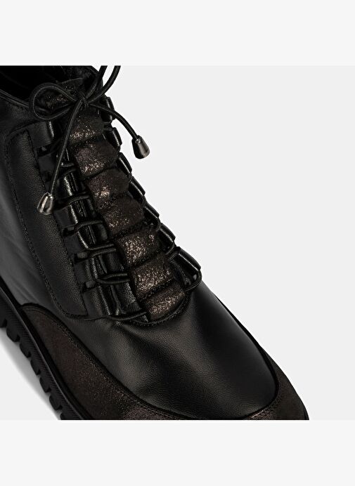 Kadın Siyah Bağcıklı DesaComfort Deri Bot - Görsel 6