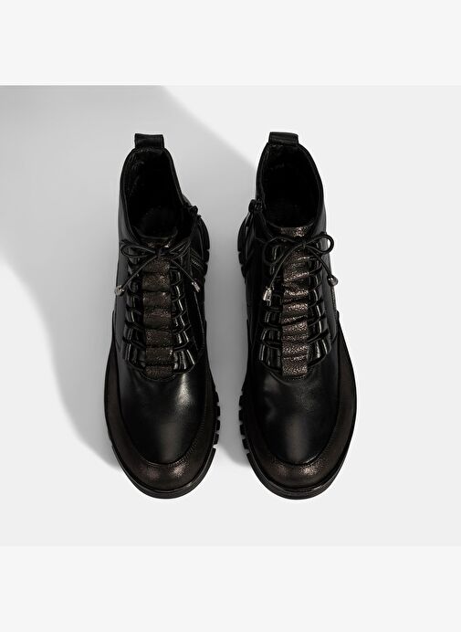 Kadın Siyah Bağcıklı DesaComfort Deri Bot - Görsel 8