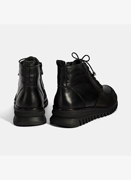 Kadın Siyah Bağcıklı DesaComfort Deri Bot - Görsel 9