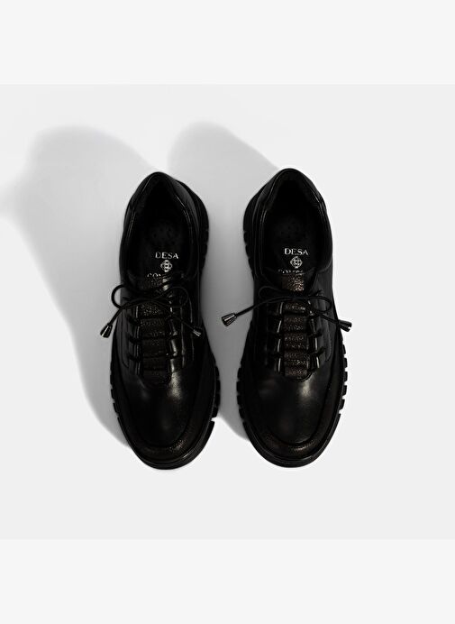 Kadın Siyah Bağcıklı DesaComfort Deri Sneaker - Görsel 8