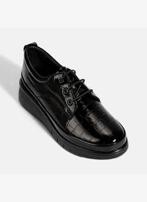 Kadın Siyah Kroko Baskılı DesaComfort Günlük Deri Ayakkabı - Görsel 6