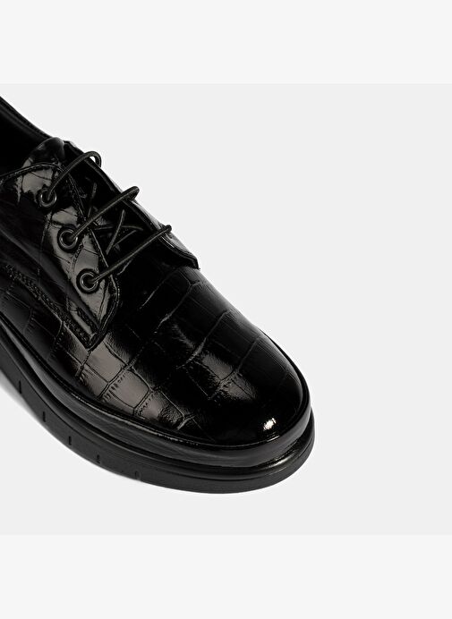 Kadın Siyah Kroko Baskılı DesaComfort Günlük Deri Ayakkabı - Görsel 7