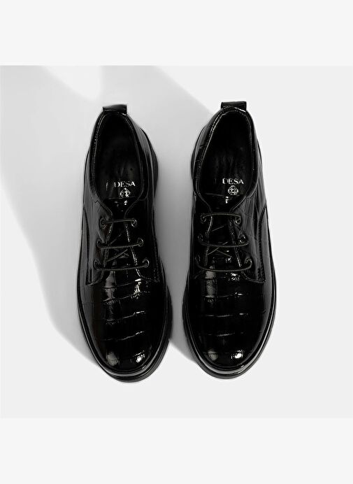 Kadın Siyah Kroko Baskılı DesaComfort Günlük Deri Ayakkabı - Görsel 8