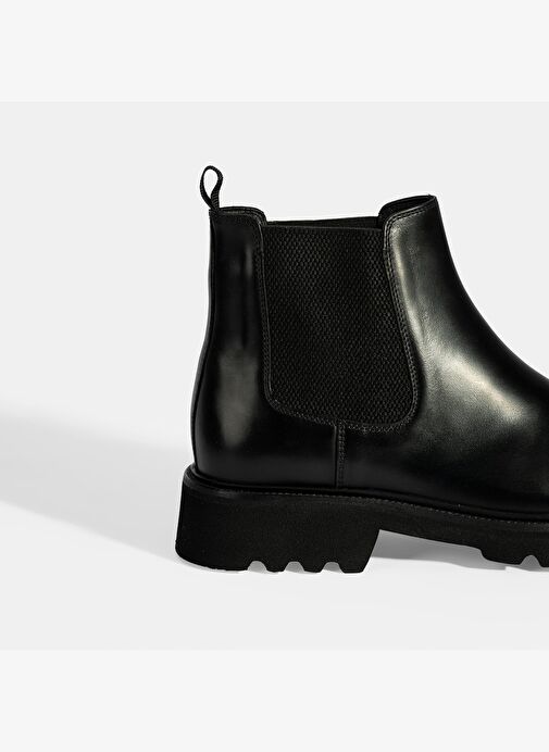 Erkek Siyah Lastik Detaylı Deri Bot - Görsel 7